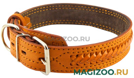 Ошейник для собак кожаный плетеный рыжий шир. 35 мм ZooMaster (65 см)