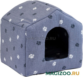 Домик для собак и кошек Дарэленд Будка с подушкой серый хлопок 43 х 43 х 43 см (1 шт)