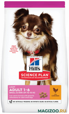 Сухой корм HILL’S SCIENCE PLAN ADULT LIGHT SMALL & MINI диетический для взрослых собак маленьких пород с курицей (1,5 кг)