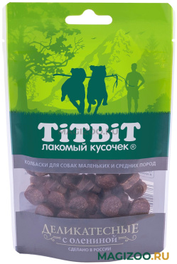 Лакомство TIT BIT для собак маленьких и средних пород колбаски Деликатесные с олениной (40 гр)