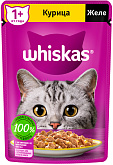 WHISKAS для взрослых кошек с курицей в желе пауч (75 гр)