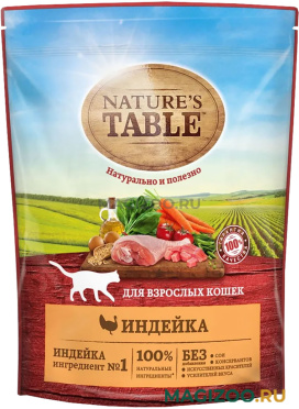 Сухой корм NATURE’S TABLE для взрослых кошек с индейкой (0,65 кг)