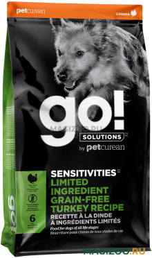 Сухой корм GO! SOLUTIONS SENSITIVITIES беззерновой для собак и щенков всех пород с чувствительным пищеварением с индейкой (2,72 кг)