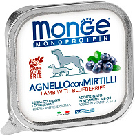 MONGE MONOPROTEIN FRUITS DOG монобелковые для взрослых собак паштет с ягненком и черникой  (150 гр)