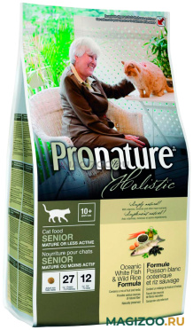 Сухой корм PRONATURE HOLISTIC CAT SENIOR MATURE OR LESS ACTIVE диетический для пожилых кошек с белой рыбой и рисом (2,72 кг)