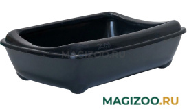 Туалет для кошек ZooM с рамкой и сеткой глубокий черный 43 х 30 х 12 см (1 шт)