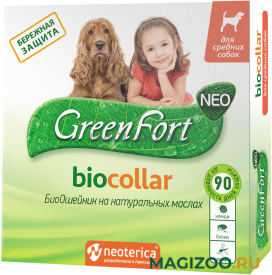 GREEN FORT NEO БиоОшейник для собак средних пород против клещей, блох, власоедов и комаров 65 см (1 шт)