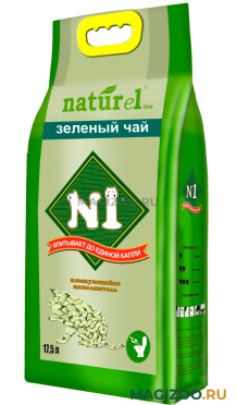 № 1 NATUREL – Наполнитель комкующийся для туалета кошек «Зеленый чай» (17,5 л)