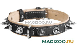 Ошейник кожаный для собак с шипами черный верх 35 мм 51 – 71 см Collar WauDog Soft (1 шт)