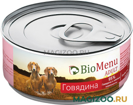 Влажный корм (консервы) BIOMENU ADULT для взрослых собак с говядиной (410 гр УЦ)