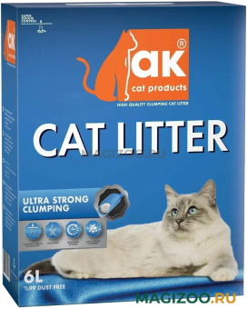 AK CAT ULTRA STRONG CLUMPING наполнитель комкующийся для туалета кошек без запаха (6 л) 