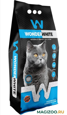 WONDER WHITE CARBON EFFECT LONG HAIR наполнитель комкующийся для туалета длинношерстных кошек с активированным углем (5 кг УЦ)