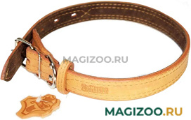 Ошейник для собак кожаный с двойной строчкой, рыжий, шир. 35 мм, ZooMaster (60 см)