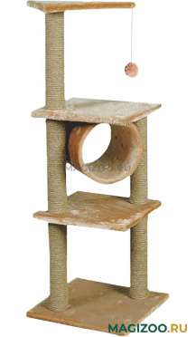 Комплекс для кошек Зооник трехэтажный с трубой мех 45 х45 х128 см (1 шт)