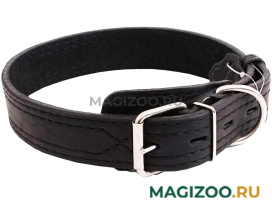 Ошейник для собак кожаный с двойной строчкой, черный, шир. 15 мм, ZooMaster (25 см) 