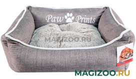 Лежак для животных Pet Choice Paw Prints с двухсторонней подушкой серый 62 х 50 х 17 см 9314-2020C (1 шт)