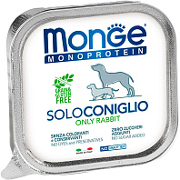 MONGE MONOPROTEIN SOLO DOG монобелковые для взрослых собак паштет с кроликом  (150 гр)