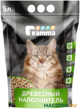 GAMMA наполнитель древесный крупные гранулы для туалета кошек (5 л)