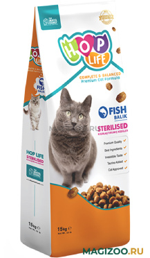 Сухой корм HOP LIFE CAT STERILIZED FISH для взрослых кастрированных котов и стерилизованных кошек с рыбой (15 кг)