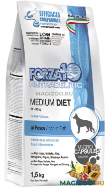 Сухой корм FORZA10 DOG MEDIUM DIET монобелковый для взрослых собак средних пород при аллергии с рыбой (1,5 кг)