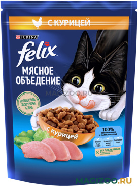 Сухой корм FELIX МЯСНОЕ ОБЪЕДЕНИЕ для взрослых кошек с курицей (0,2 кг)
