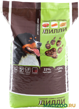 Сухой корм ДИЛЛИ для взрослых собак всех пород с говяжьим гуляшом и овощами (14 кг)