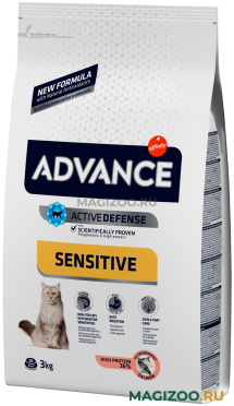 Сухой корм ADVANCE ADULT SENSITIVE SALMON & RICE для взрослых кошек при аллергии с лососем и рисом (3 кг)