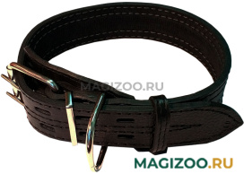Ошейник для собак кожаный с двойной строчкой, черный, шир. 45 мм, ZooMaster (60 см)