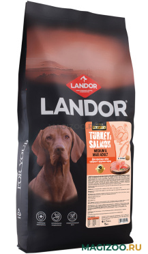 Сухой корм LANDOR MEDIUM & MAXI ADULT для взрослых собак средних и крупных пород с индейкой и лососем (15 кг)