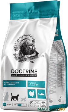 Сухой корм DOCTRINE CAT STERILISED TURKEY & SALMON беззерновой для взрослых кастрированных котов и стерилизованных кошек с индейкой и лососем (3 кг)