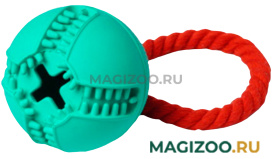 Игрушка для собак Homepet Silver Series мяч для лакомств с канатом каучук бирюзовый 7,6 х 8,2 см (1 шт)