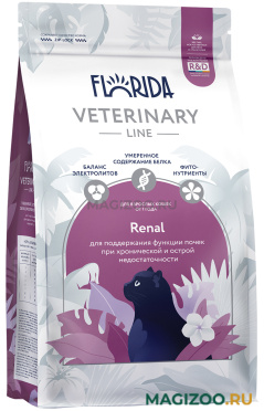 Сухой корм FLORIDA VETERINARY LINE RENAL для взрослых кошек для поддержания функции почек при хронической и острой недостаточности (0,35 кг)
