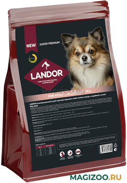 Сухой корм LANDOR MINI ADULT для взрослых собак маленьких пород с индейкой и уткой (1 кг)