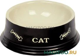 Миска керамическая Nobby для кошек с рисунком CAT черная 140 мл (1 шт УЦ)