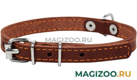Ошейник кожаный для собак одинарный коричневый 12 мм 24 – 32 см Collar (1 шт)