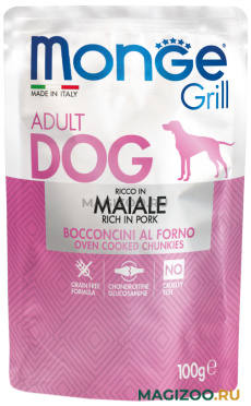 Влажный корм (консервы) MONGE GRILL POUCH DOG для взрослых собак со свининой пауч (100 гр)