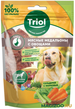 Лакомство TRIOL для собак медальоны мясные с мясом гуся, морковью и сельдереем 70 гр (1 шт)