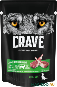 Влажный корм (консервы) CRAVE для взрослых собак всех пород с ягненком в желе пауч (85 гр)