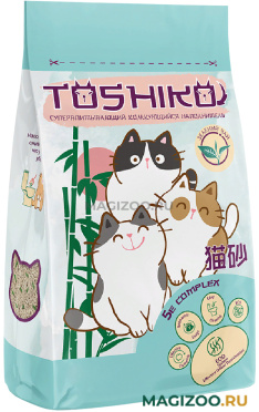 TOSHIKO наполнитель древесный комкующийся для туалета кошек с ароматом зеленого чая (5 л)