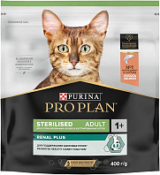 PRO PLAN STERILISED RENAL PLUS для взрослых стерилизованных кошек и кастрированных котов с лососем (0,4 кг)