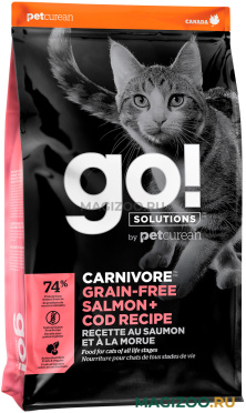 Сухой корм GO! SOLUTIONS CARNIVORE беззерновой для кошек и котят с лососем и треской (1,4 кг)