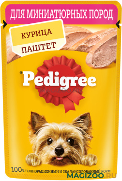 Влажный корм (консервы) PEDIGREE для взрослых собак маленьких пород паштет с курицей пауч (80 гр)
