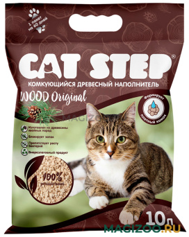 CAT STEP WOOD ORIGINAL наполнитель древесный комкующийся для кошачьего туалета (10 л)
