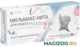 МИЛЬМАКС-НИТА антигельминтный препарат для кошек весом от 0,5 до 2 кг уп. 2 таблетки (1 шт)