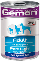 GEMON DOG LIGHT диетические для взрослых собак всех пород паштет с тунцом  (400 гр)