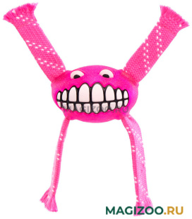 Игрушка для собак Rogz Flossy Grinz мяч с пищалкой и веревками большой розовый FGR05K (1 шт)