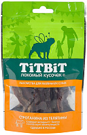 Лакомство TIT BIT ЛАКОМЫЙ КУСОЧЕК для собак маленьких пород строганина из телятины (50 гр)