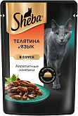 SHEBA для взрослых кошек ломтики в соусе с телятиной и языком пауч (75 гр)