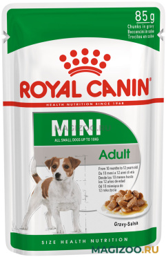 Влажный корм (консервы) ROYAL CANIN MINI ADULT для взрослых собак маленьких пород в соусе пауч (85 гр)