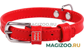 Ошейник кожаный для собак без украшений красный 15 мм 27 – 36 см Collar WauDog Glamour (1 шт)